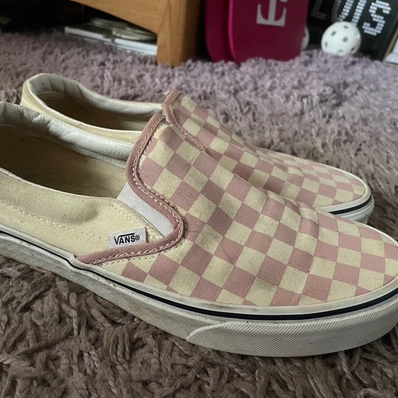 Vans Slip-on Sneakers, Pink and Cream Checkered, Women's Size 10 - Picture 1 of 3